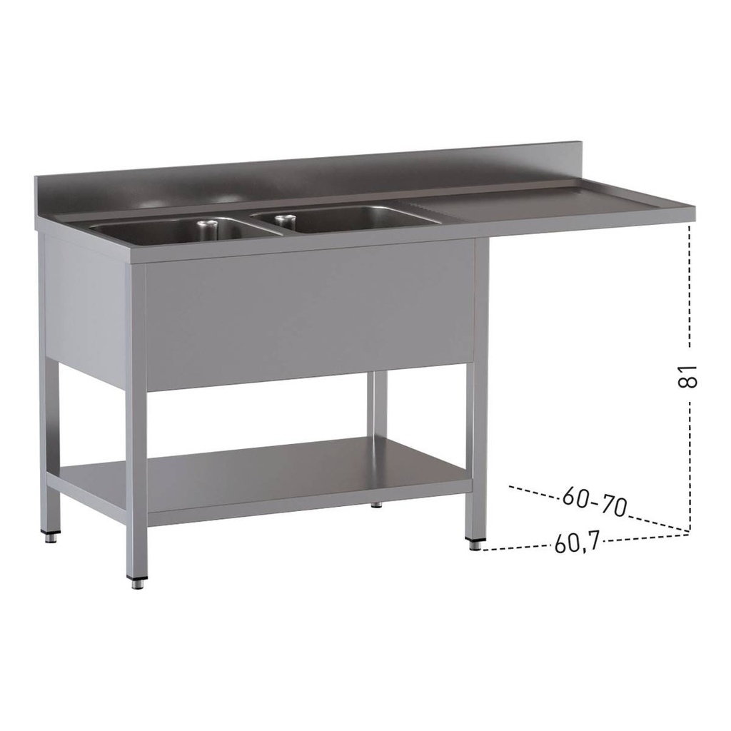 TOPLINE Spülcenter / 2 Becken links, 1800 x 700 mm