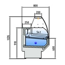 TOPLINE Kühltheke 250 - gebogenes Frontglas "rot", 2465 x 800 mm
