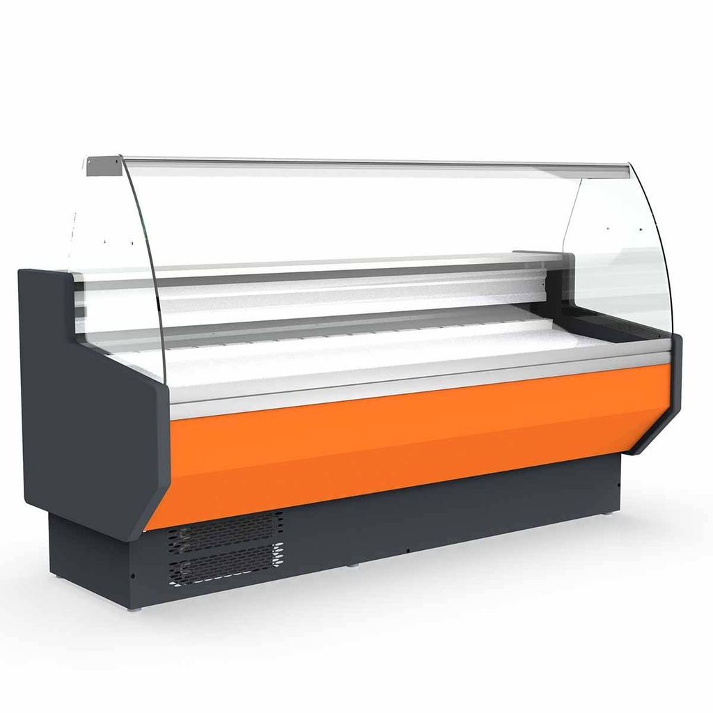 TOPLINE Kühltheke 200 - gebogenes Frontglas "orange", 1985 x 800 mm