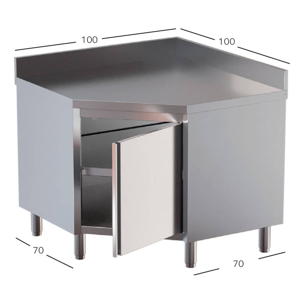 TOPLINE Eckarbeitsschrank / Flügeltür und Aufkantung, 1000 x 1000 mm