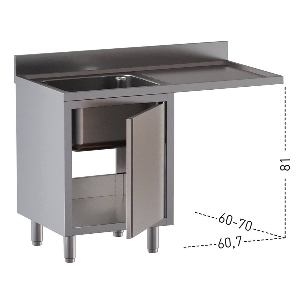TOPLINE Spülcenter / 1 Becken links mit Flügeltür, 1200 x 600 mm