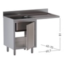 TOPLINE Spülcenter / 1 Becken links mit Flügeltür, 1400 x 700 mm