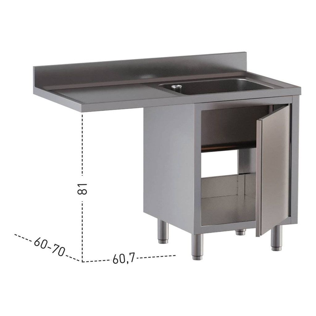 TOPLINE Spülcenter / 1 Becken rechts mit Flügeltür, 1200 x 600 mm