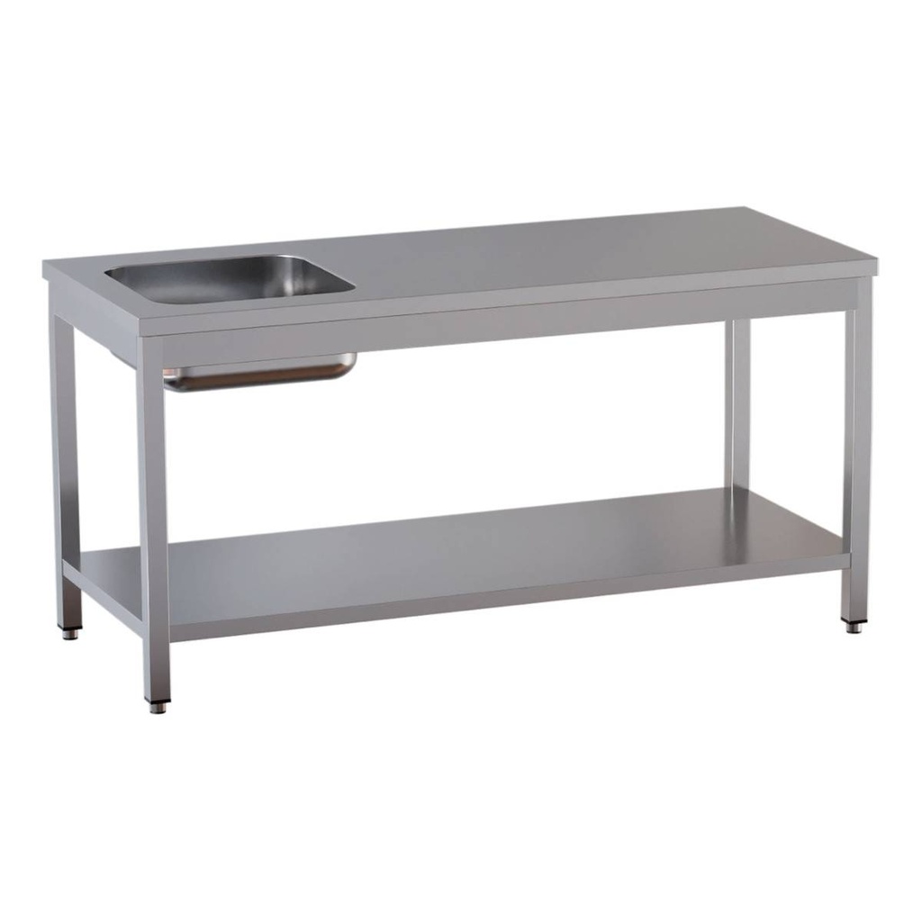 TOPLINE Cheftisch / Becken links, 1400 x 700 mm