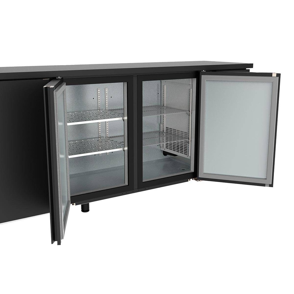 TOPLINE Barkühltisch Edelstahl / 1 Tür & 2 Schubladen, 1485 x 530 mm