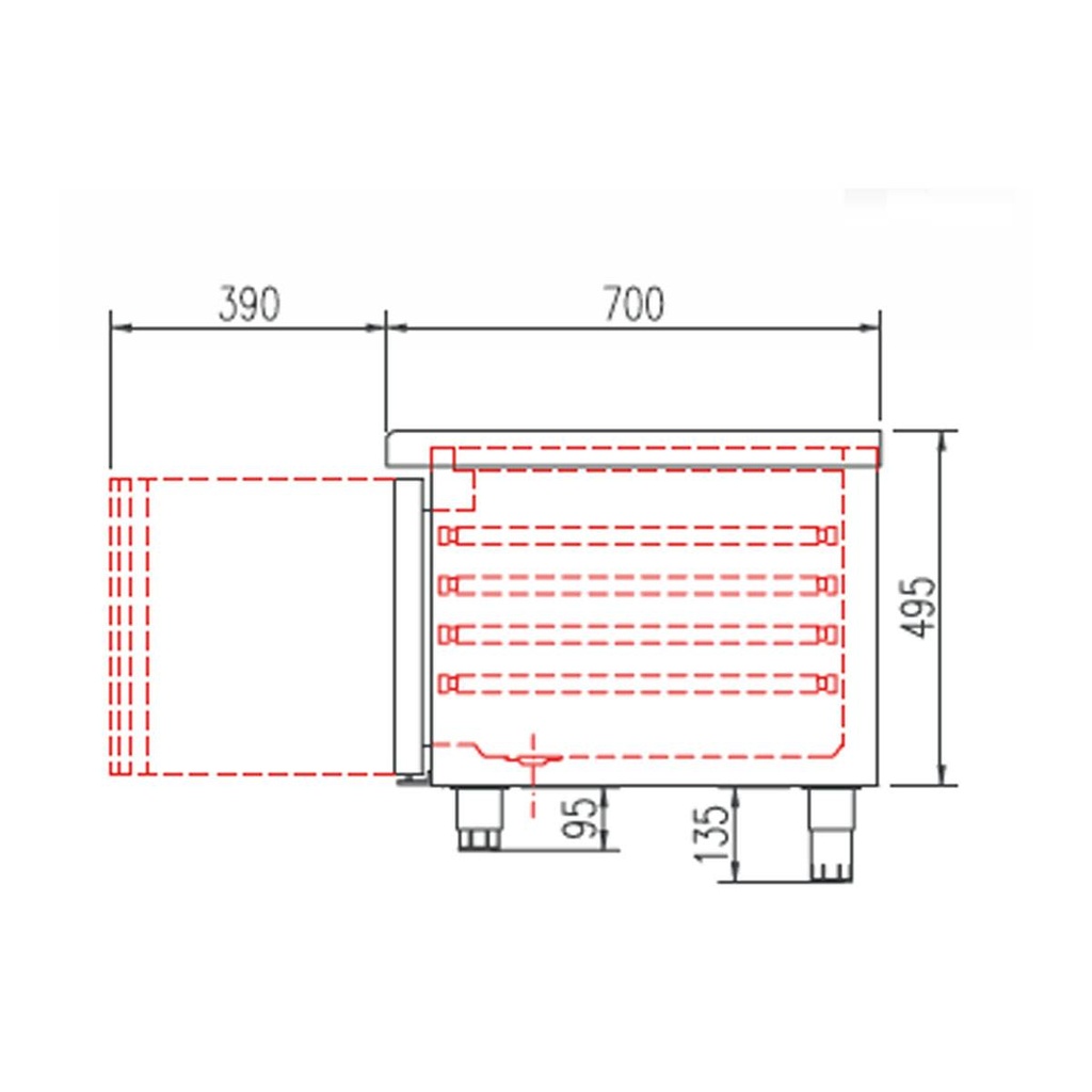 TOPLINE Unterbaukühltisch / 3-fach GN 1/1 mit 3 Türen, 1795 x 700 mm