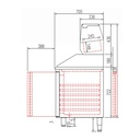 TOPLINE Pizzatisch / 4-fach mit 3 Türen, Schubladenblock, Granitplatte grau, inkl. Kühlaufsatz, GN 1/4, 2245 x 700 mm