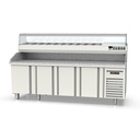 TOPLINE Pizzatisch / 4-fach mit Türen, Granitplatte grau, inkl. Kühlaufsatz, GN 1/4, 2545 x 600 mm