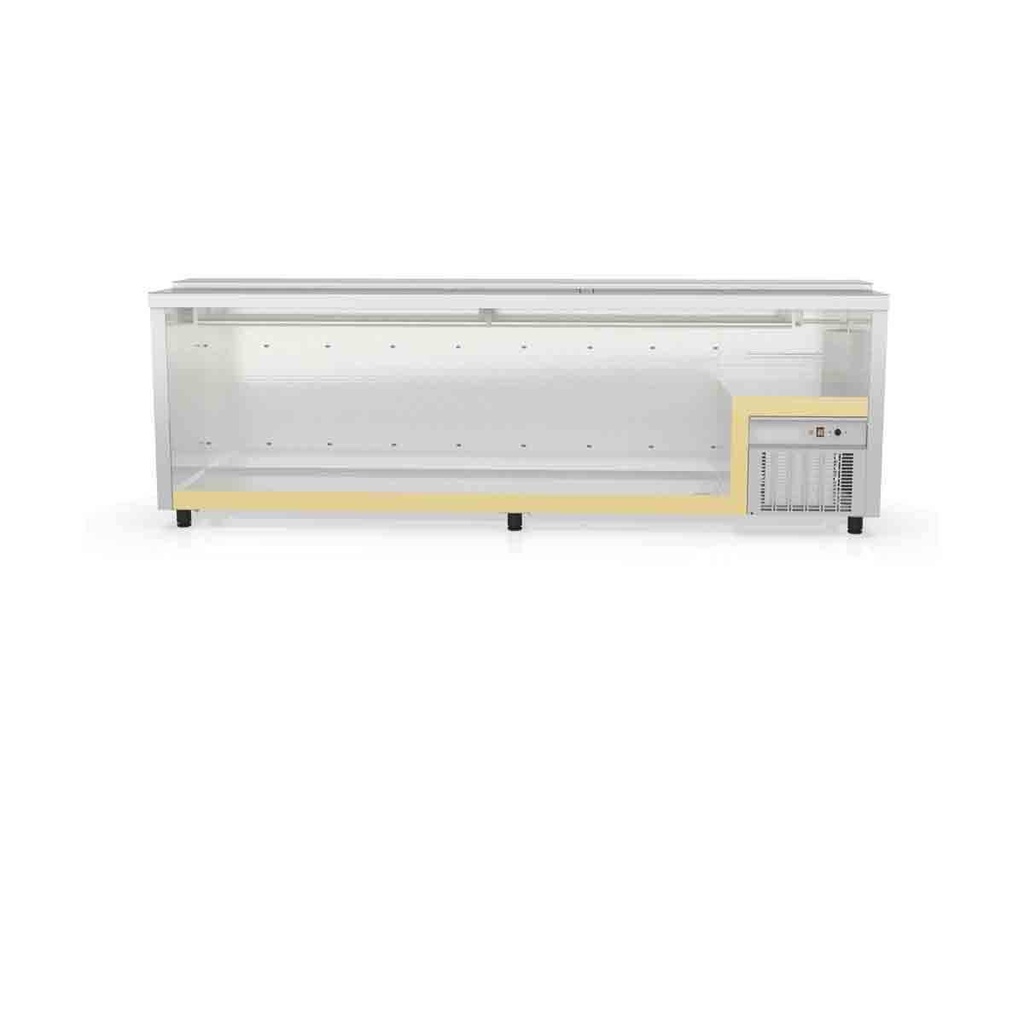 TOPLINE Getränkekühltruhe mit 4 Edelstahlschiebedeckeln, 580 Liter, 1990 x 550 mm