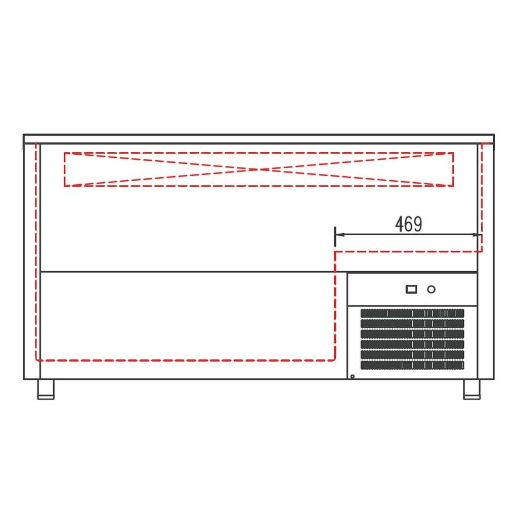 TOPLINE Getränkekühltruhe mit 5 Edelstahlschiebedeckeln, 720 Liter, 2480 x 550 mm