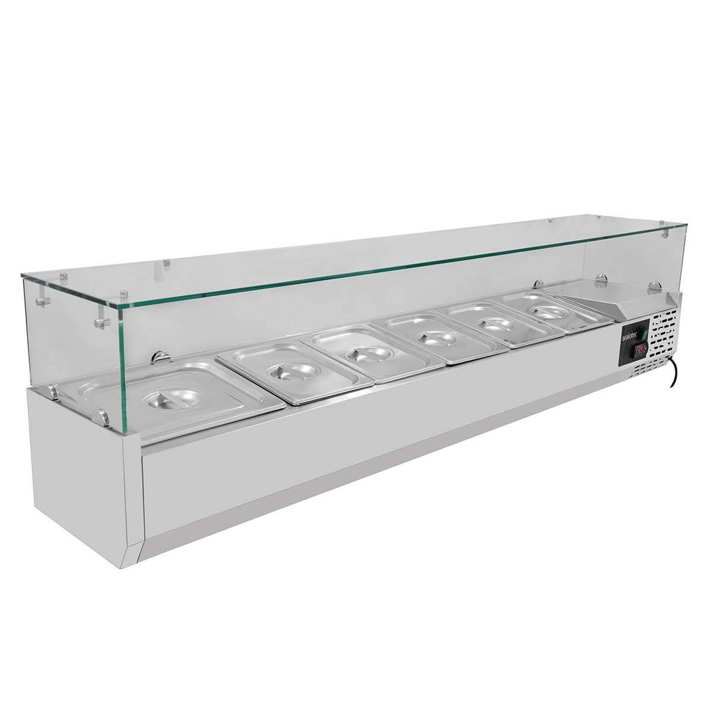 Kühlaufsatz mit Glasabdeckung 7xGN1/3, 1600 x 395 mm