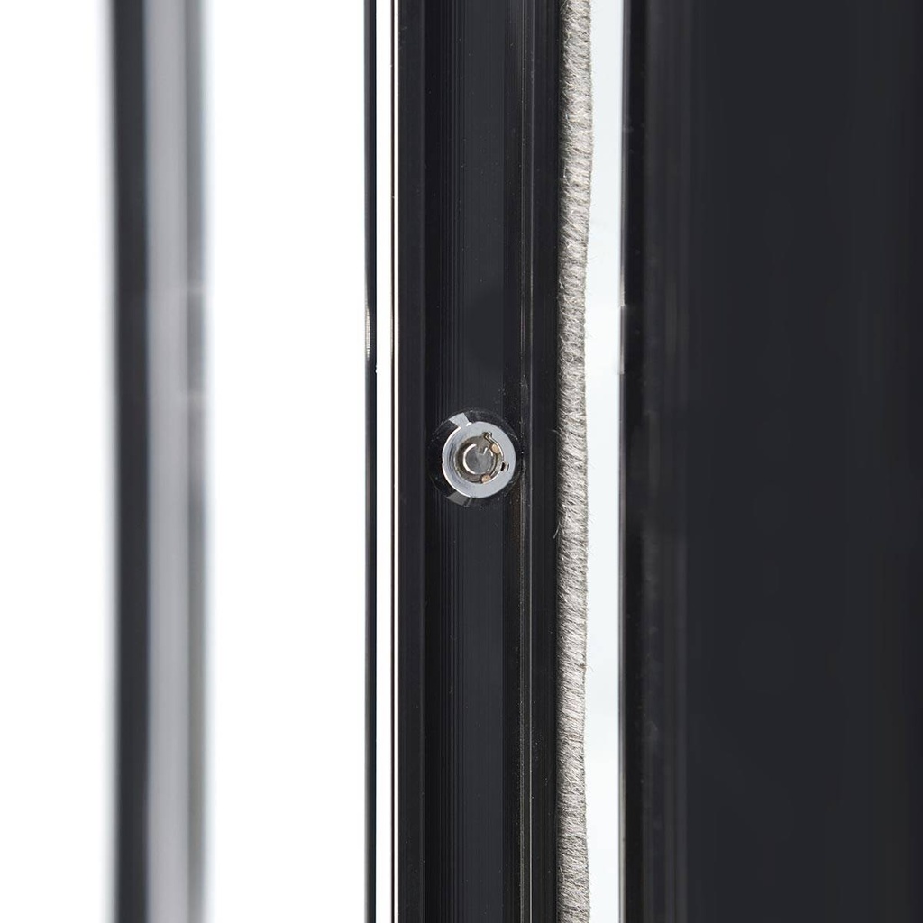 Barkühlschrank schwarz / 2 Glasschiebetüren, Höhe 900 mm, 900 x 520 mm