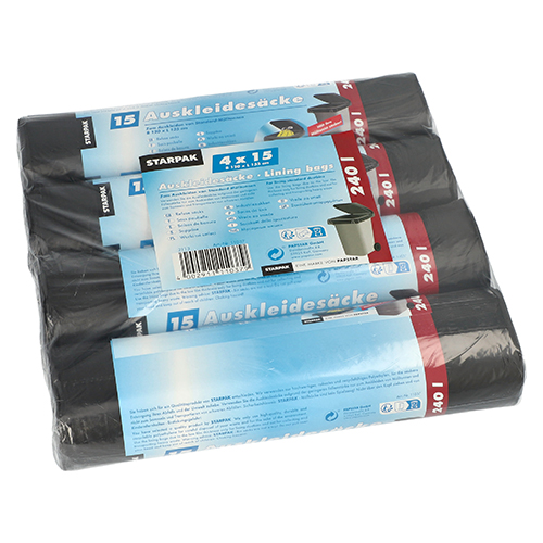60 Auskleidesäcke für Mülltonnen 240 L 135 cm x 120 cm schwarz