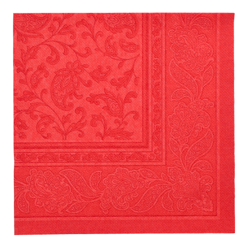 20 Servietten "ROYAL Collection" 1/4-Falz 40 cm x 40 cm rot "Ornaments"