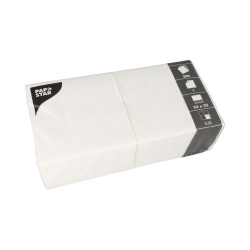 500 Servietten, 1-lagig 1/4-Falz 33 cm x 33 cm weiss
