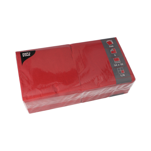 250 Servietten, 3-lagig 1/4-Falz 33 cm x 33 cm bordeaux