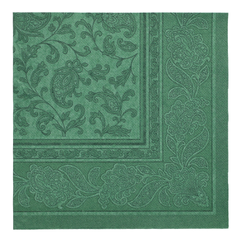 20 Servietten "ROYAL Collection" 1/4-Falz 40 cm x 40 cm dunkelgrün "Ornaments"