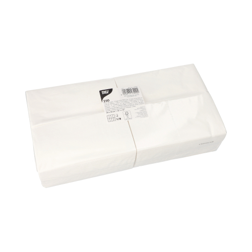 250 Servietten, 2-lagig 1/8-Falz 33 cm x 33 cm weiss