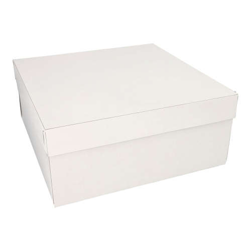 10 Tortenkartons, mit Deckel, Pappe eckig 30 cm x 30 cm x 13 cm weiss