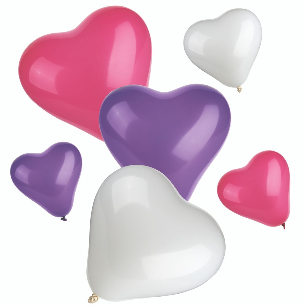 12 Luftballons farbig sortiert "Heart" small + medium