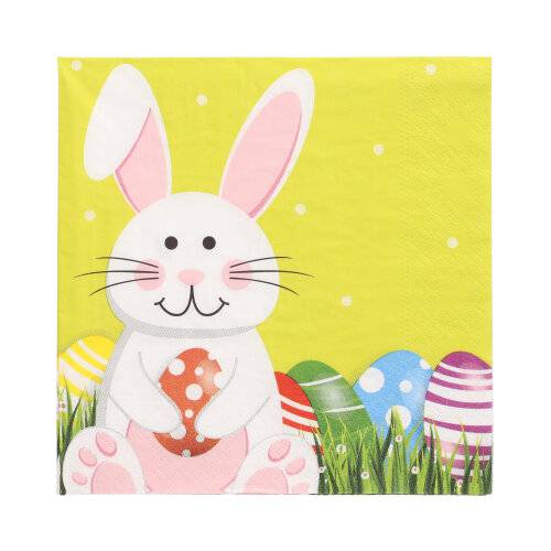 20 Servietten, 3-lagig 1/4-Falz 33 cm x 33 cm "Easter Bunny"