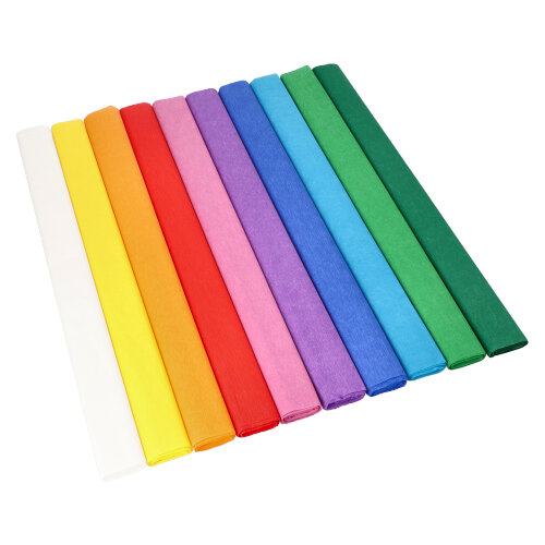 10 Krepp-Papier 2,5 m x 50 cm farbig sortiert wasserfest