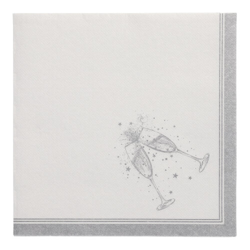 50 Servietten "ROYAL Collection" 1/4-Falz 40 cm x 40 cm silber "Festivities"