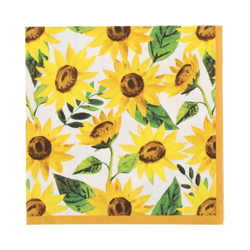 20 Servietten, 3-lagig 1/4-Falz 33 cm x 33 cm "Sunflowers"