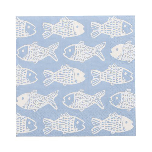 20 Servietten, 3-lagig 1/4-Falz 33 cm x 33 cm "Fish"