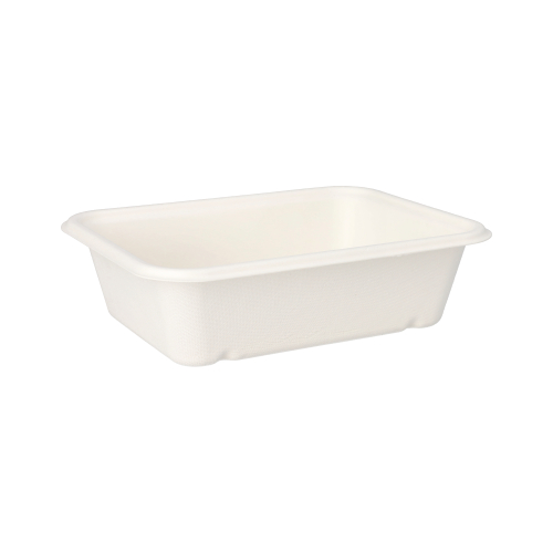 50 Schalen, Zuckerrohr "pure" ungeteilt 5,6 cm x 15,3 cm x 20,3 cm weiss