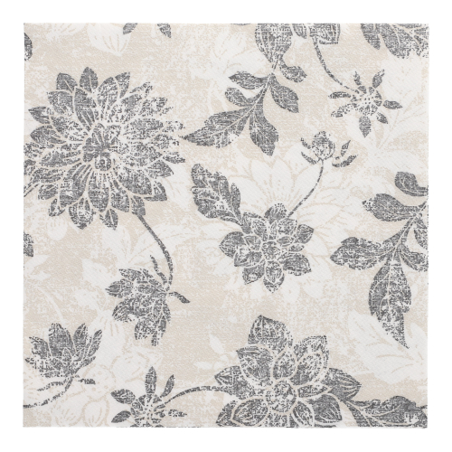 20 Servietten "ROYAL Collection" 1/4-Falz 40 cm x 40 cm anthrazit "Flowers"