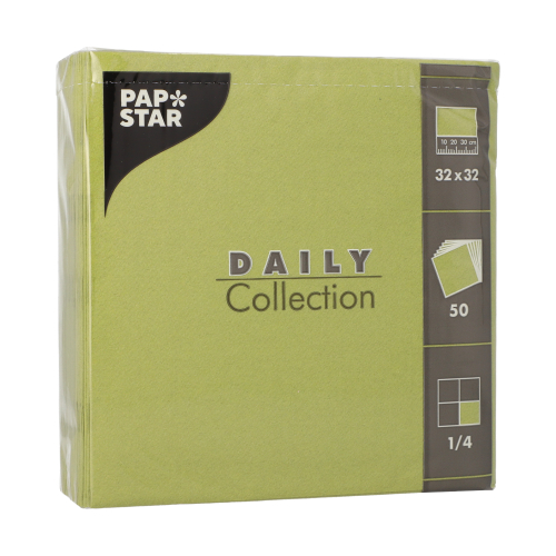50 Servietten "DAILY Collection" 1/4-Falz 32 cm x 32 cm olivgrün