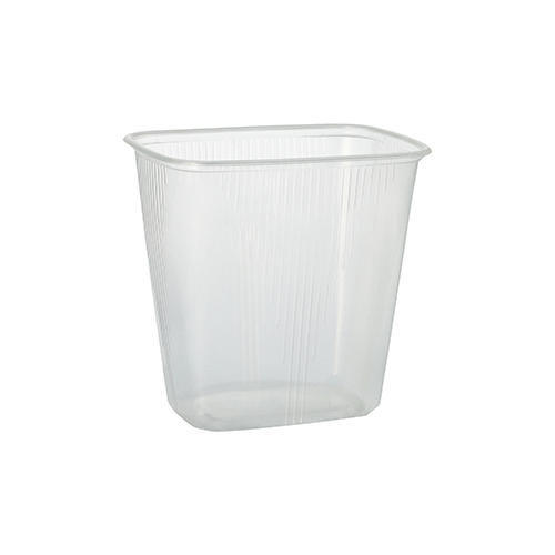 100 Verpackungsbecher, PP eckig 500 ml 10,1 cm x 8,1 cm x 10,8 cm transparent