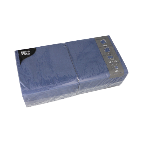 500 Servietten, 1-lagig 1/4-Falz 33 cm x 33 cm dunkelblau
