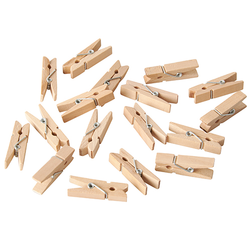 100 Mini-Klammern, Holz 3,5 cm