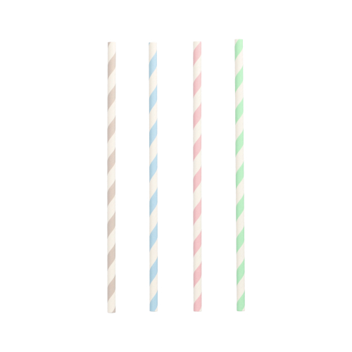 100 Trinkhalme, Papier Ø 6 mm · 20 cm farbig sortiert "Stripes"
