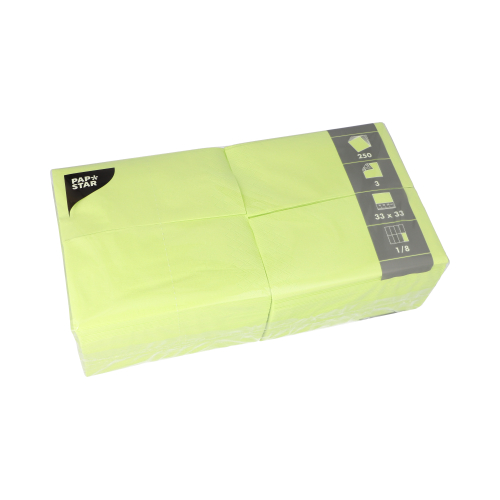 250 Servietten, 3-lagig 1/8-Falz 33 cm x 33 cm limonengrün