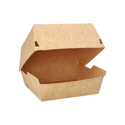80 Burgerboxen, Pappe 7,8 cm x 11,5 cm x 11 cm braun "100% Fair" groß