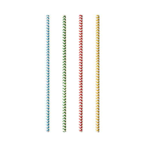 100 Trinkhalme, Papier Ø 6 mm · 20 cm farbig sortiert "Zig-Zag"
