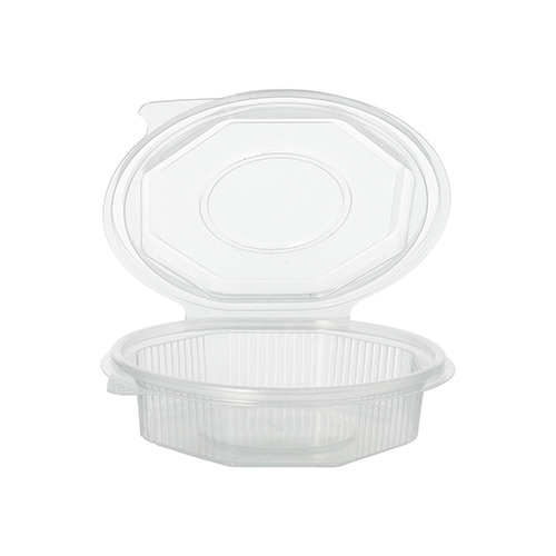 50 Verpackungsbecher mit Klappdeckeln, PP 8-eckig 250 ml 2,8 cm x 11 cm x 11 cm transparent
