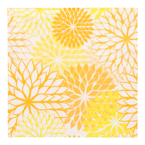 20 Servietten, 3-lagig 1/4-Falz 40 cm x 40 cm gelb "Floralies"