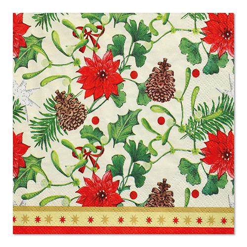 100 Servietten, 3-lagig 1/4-Falz 33 cm x 33 cm "Winterly"