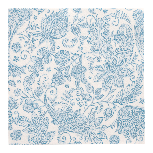 50 Servietten "ROYAL Collection" 1/4-Falz 40 cm x 40 cm blau "Paisley"