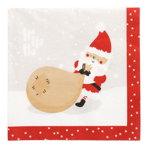 20 Servietten, 3-lagig 1/4-Falz 40 cm x 40 cm "Lutins de Noel"