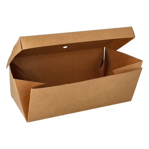 20 Burgerboxen, Pappe "pure" 10 cm x 13 cm x 25 cm braun faltbar, groß