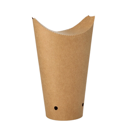 50 Pommes-Frites-Schütte, Pappe rund Ø 6 cm · 17,7 cm braun groß