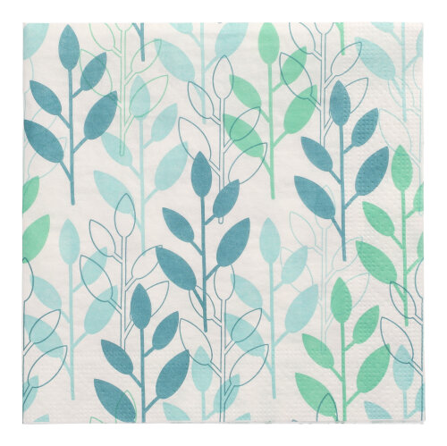 20 Servietten, 3-lagig 1/4-Falz 33 cm x 33 cm blau "Branches"