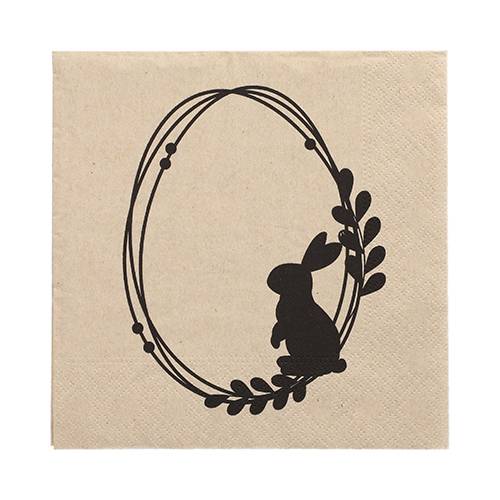 20 Servietten, 3-lagig 1/4-Falz 33 cm x 33 cm natur "Rabbit Wreath" aus recyceltem Papier