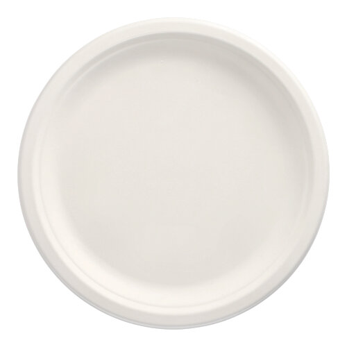 50 Teller, Zuckerrohr "pure" ungeteilt Ø 26 cm · 2 cm weiss