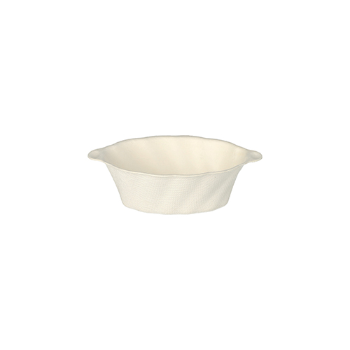 50 Fingerfood - Schalen Zuckerrohr "pure" 40 ml 3 cm x 9,5 cm x 6 cm weiss "Wave"